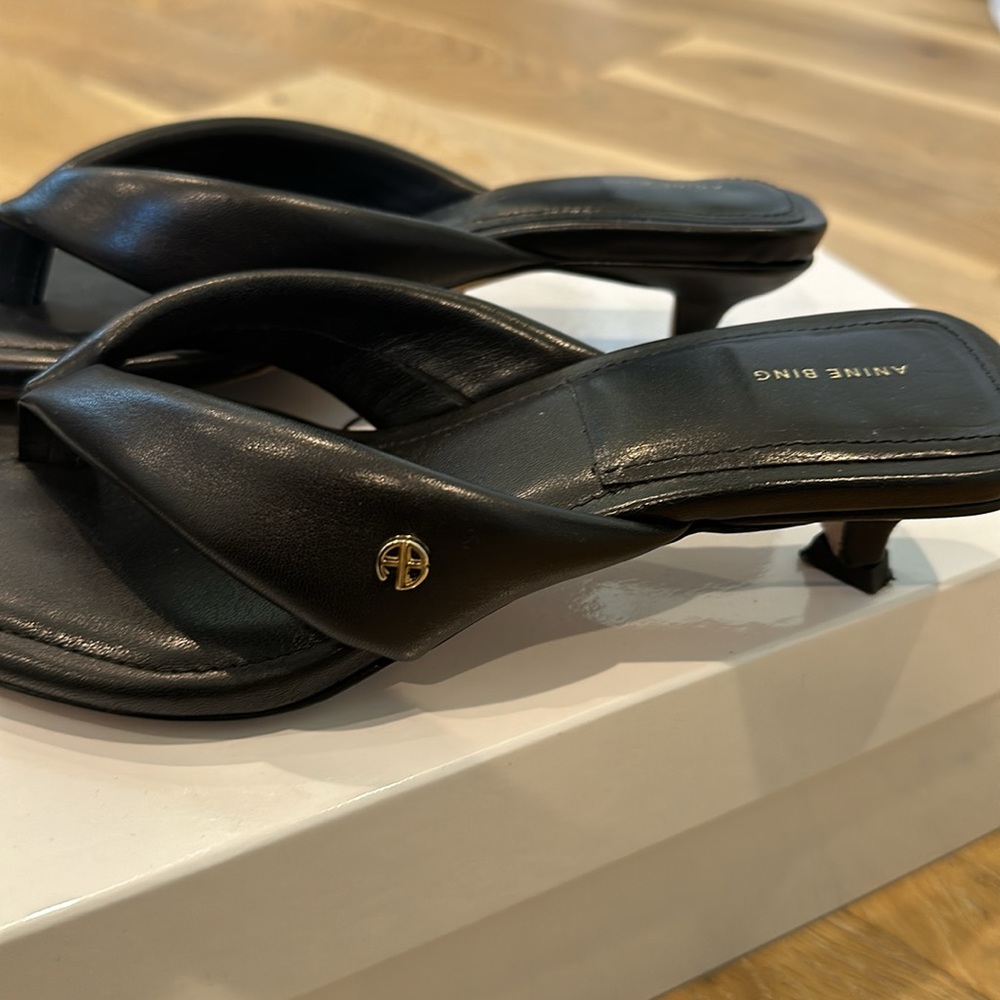 Anine Bing Black Leather Sandals - Picture 2 of 3